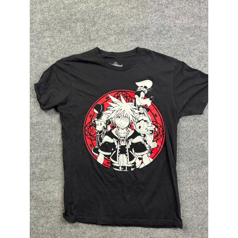 Kingdom Hearts Graphic T-Shirt Mens Large Black Sora Mickey Donald Goofy Gaming